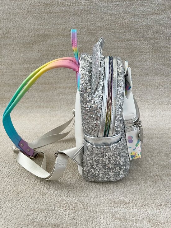 Loungefly Disney Mickey & Friends Birthday Silver Sequin Mini Backpack main image 16